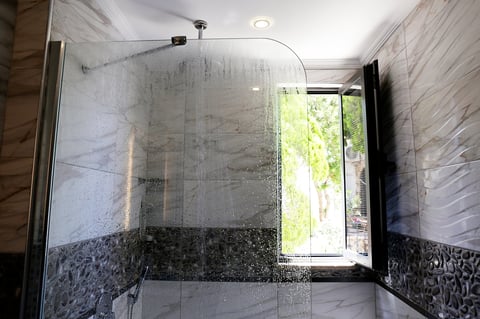 Modern bathroom with natural light
