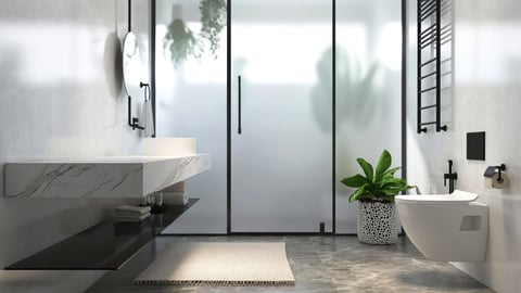 Modern luxury bathroom with glass shower