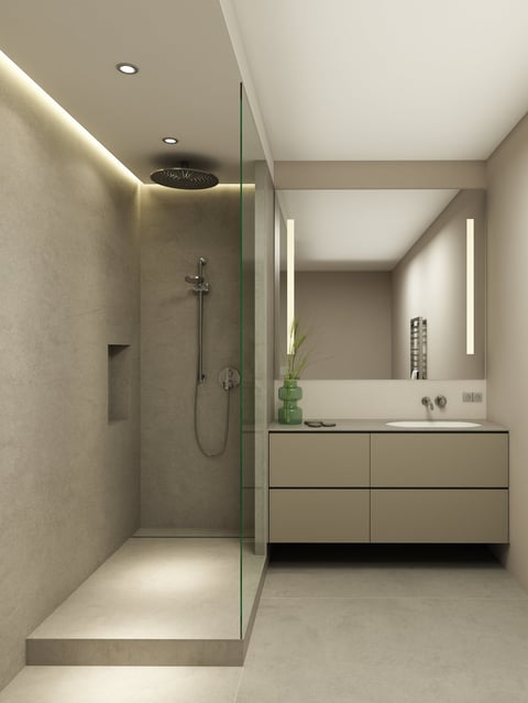 Modern 3D rendered bathroom