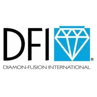 DFI Daimon-Fusion International logo featuring black text and blue diamond icon
