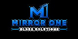 Mirror One Glass Solutions logo with blue M1 icon and company name text on dark background